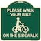 Signmission Pavement Stencil Please Walk Your Bike on Sidewalk Heavy-Gauge Alum Sign, 18" x 18", G-1818-23338 A-DES-G-1818-23338 - alternate 1